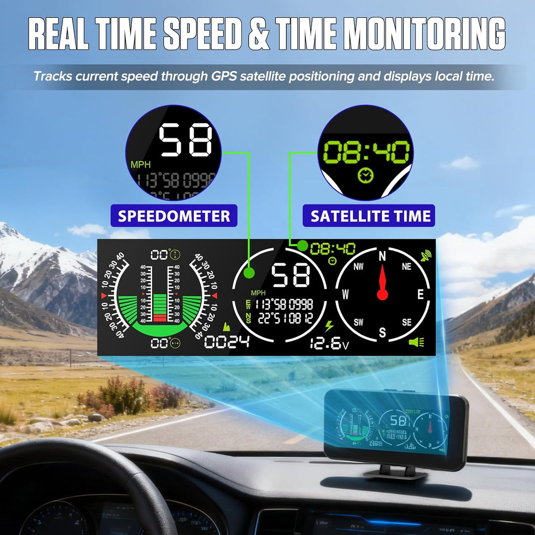 MR CARTOOL M60 Auto Neigungsmesser Kfz Digital GPS Tacho HUD Anzeige Clinometer mit Kompass für alle
