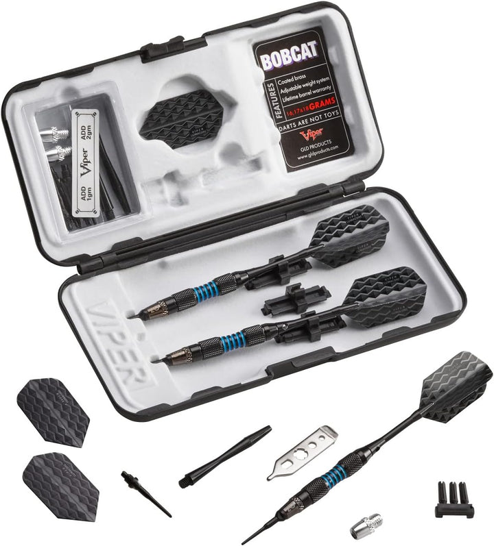 Viper Bobcat verstellbar Gewicht Soft Tip Darts mit Aufbewahrungs-/Reisetasche Schwarz beschichtetes