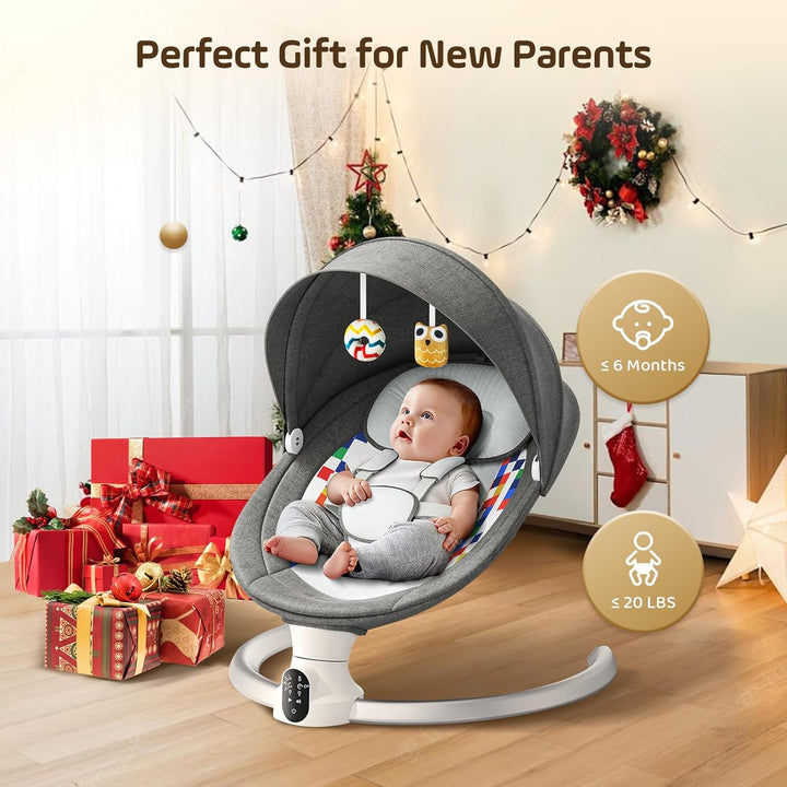 Kotsy Babywippe Elektrisch mit 5 Natürlichen Schaukelgeschwindigkeiten, Babyschaukel elektrisch mit