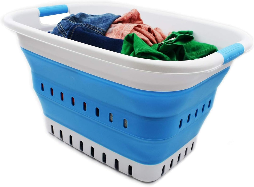 SAMMART 36L Collapsible Plastic Laundry Basket - Foldable Pop Up Storage Container/Organizer - Porta