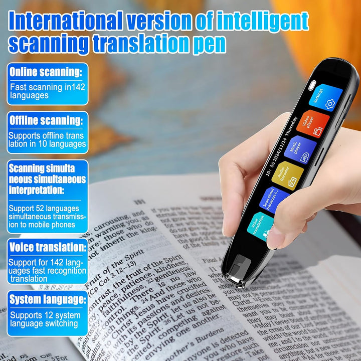 Scan Übersetzer Stift Online 142 Sprachen Scan Reader Pen Lesestift mit 3,7 Zoll Touchscreen Echtzei