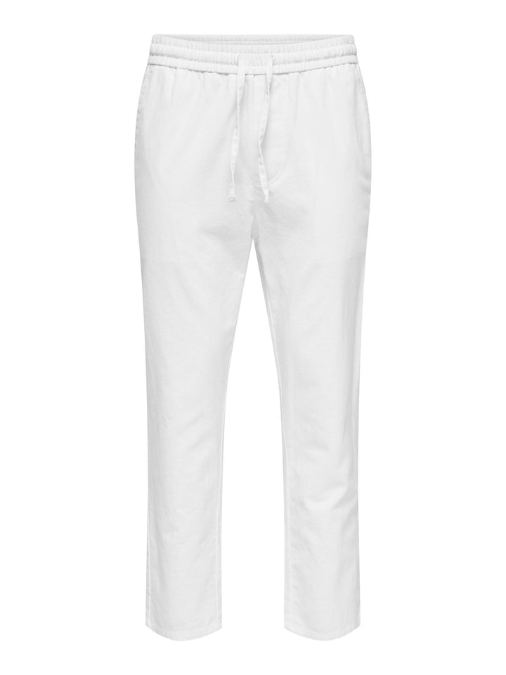 ONLY &amp; SONS Herren Sweatpant ONSLINUS Crop LIN - Tapered Fit - XS S M L XL XXL, Bright White