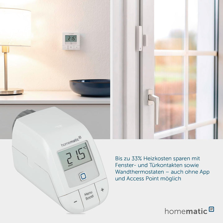 Homematic IP Smart Home Starter Set Heizen + Wandthermostat – basic, digitale Raumtemperaturmessung