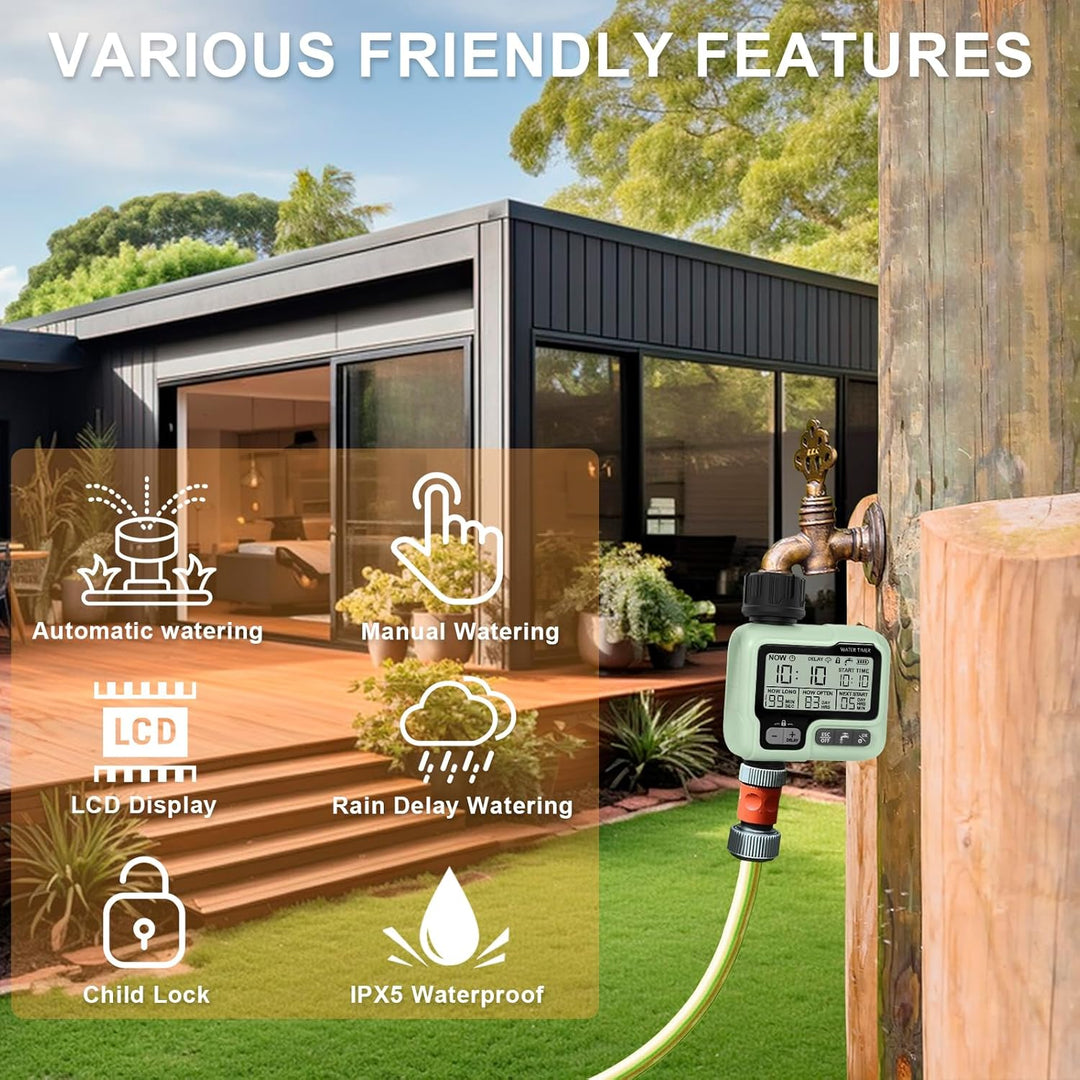 Automatischer Bewässerungstimer, Gartenbewässerungstimer mit LCD Display, Wasserhahn Timer anschlies