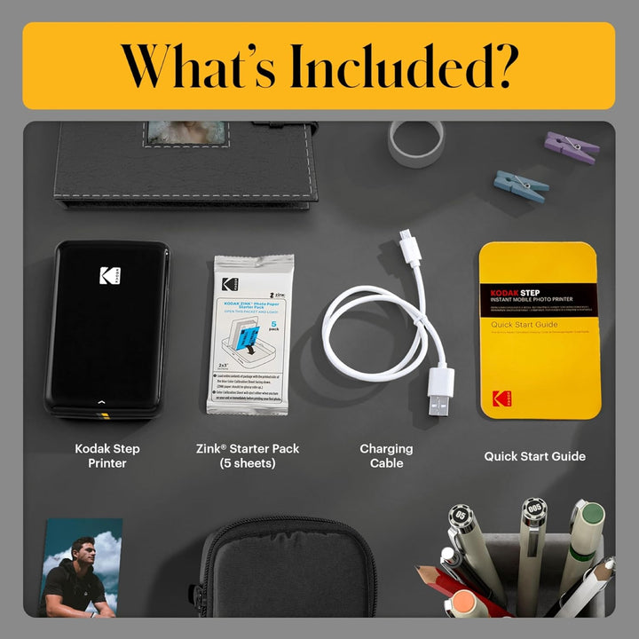 KODAK Step Sofort-Smartphone-Fotodrucker - Tragbarer Mini-Farb-Mobilfotodrucker - Zink 2x3” Klebefot