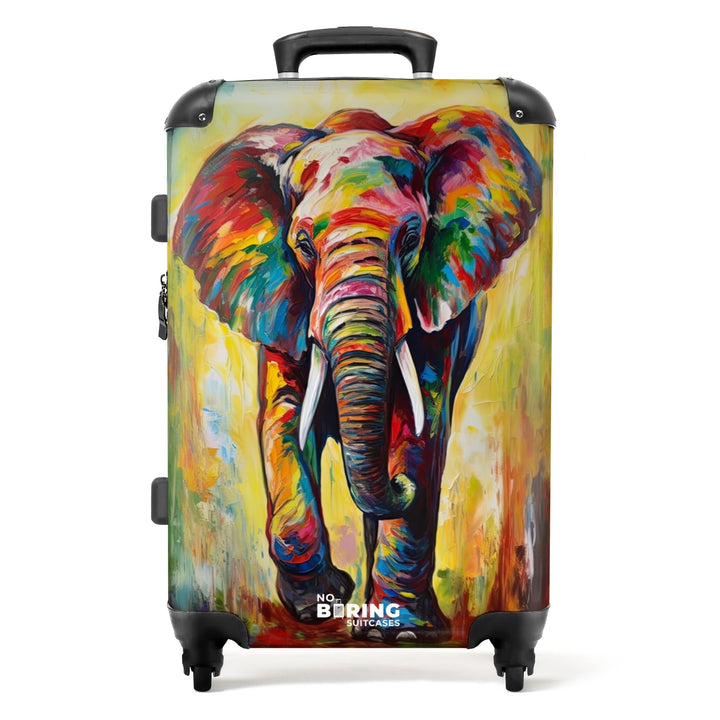 NoBoringSuitcases.com® Koffer gross Trolley Rollkoffer Reisekoffer mit 4 Rollen Fotokoffer - Elefant