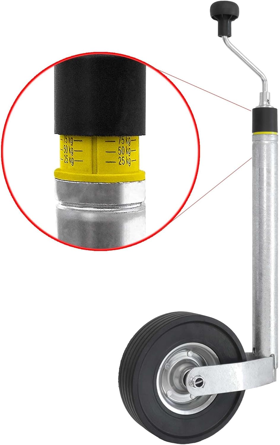 The Drive | Premium Anhänger-Stützrad Ø48 mm mit integrierter Stützlastanzeige | 150 kg Tragkraft –