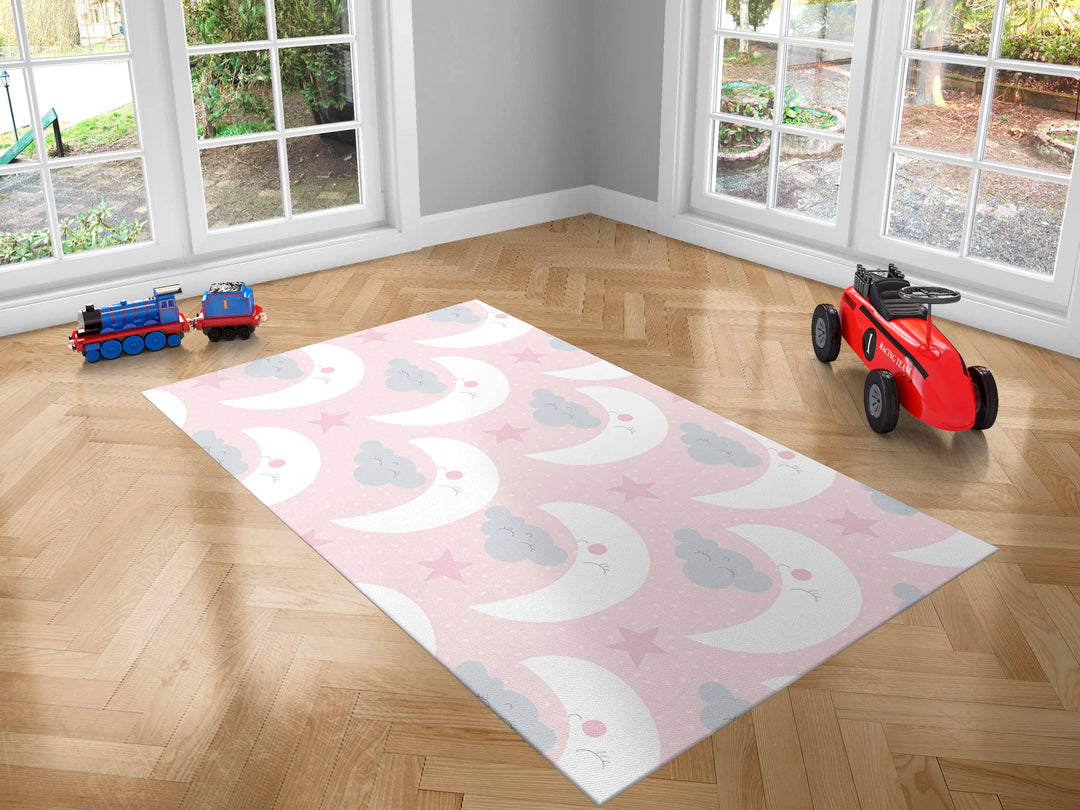 Oedim Kinderteppich für Mond und Wolken PVC 95 cm x 200 cm | Teppich für Erwachsene PVC | Vinylboden