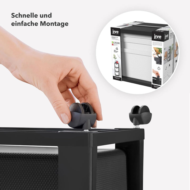 Jive Rotho Tower black Rollcontainer mit 3 Schubladen, Kunststoff (PP) BPA-frei, schwarz, 3 x 16l (3