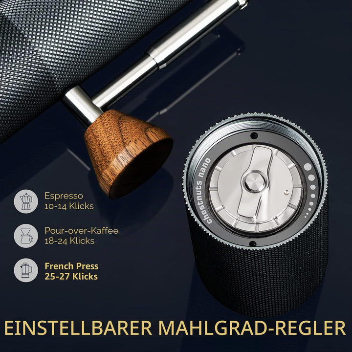 TIMEMORE NANO Manuelle Kaffeemühle, CNC-Schneiden, Edelstahl-Frässte, verstellbare Einstellung, Dual