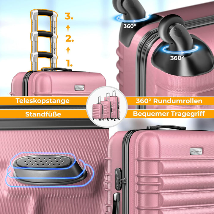KESSER® 4tlg. Hartschalenkofferset Hartschalenkoffer Reisekoffer Set Reisekofferset Trolley Koffer 4