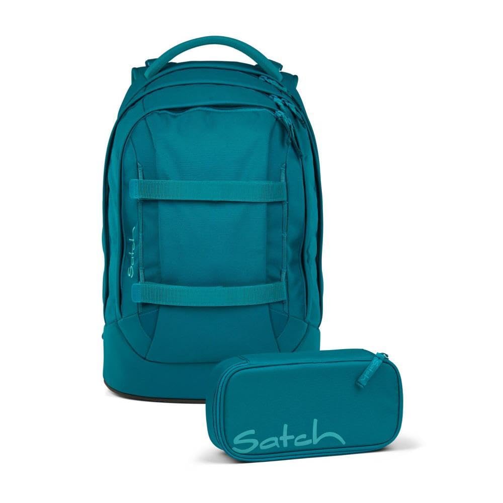 Satch pack Schulrucksack Set 2tlg. inkl. Schlamperbox (Deep Petrol), Deep Petrol