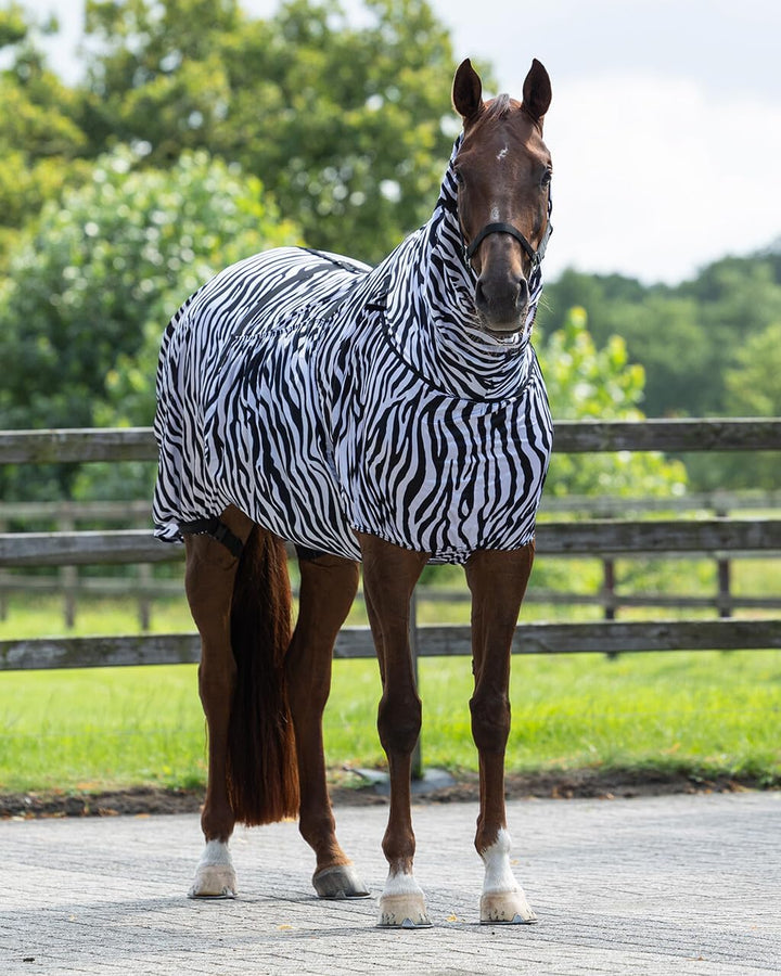 QHP Ekzemdecke mit Hals und abnehmbarem Bauchlatz (145 cm, Zebra) 145 cm zebra, 145 cm zebra