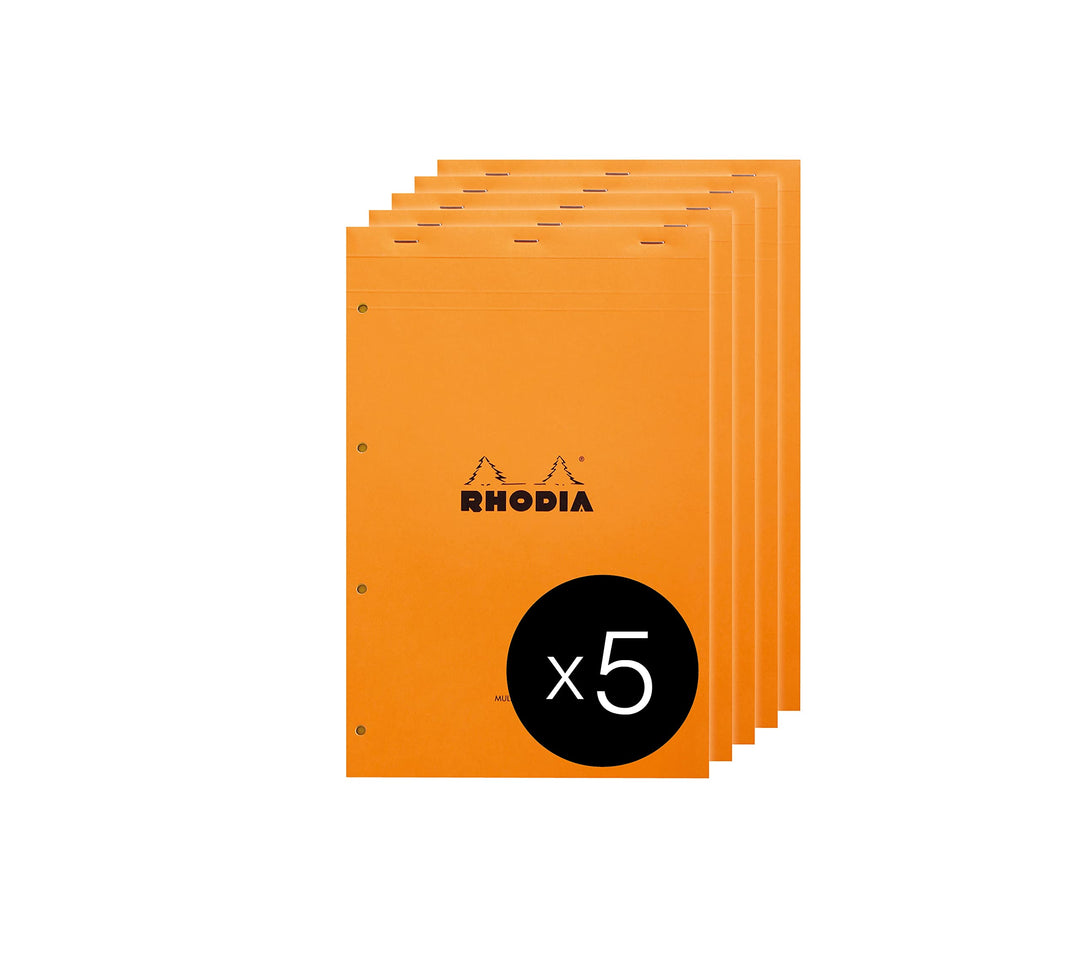Rhodia 119700C - Packung mit 5 Notizblöcken geheftet Audit No.119, DIN A4+, 80 Blätter gelb mit mehr