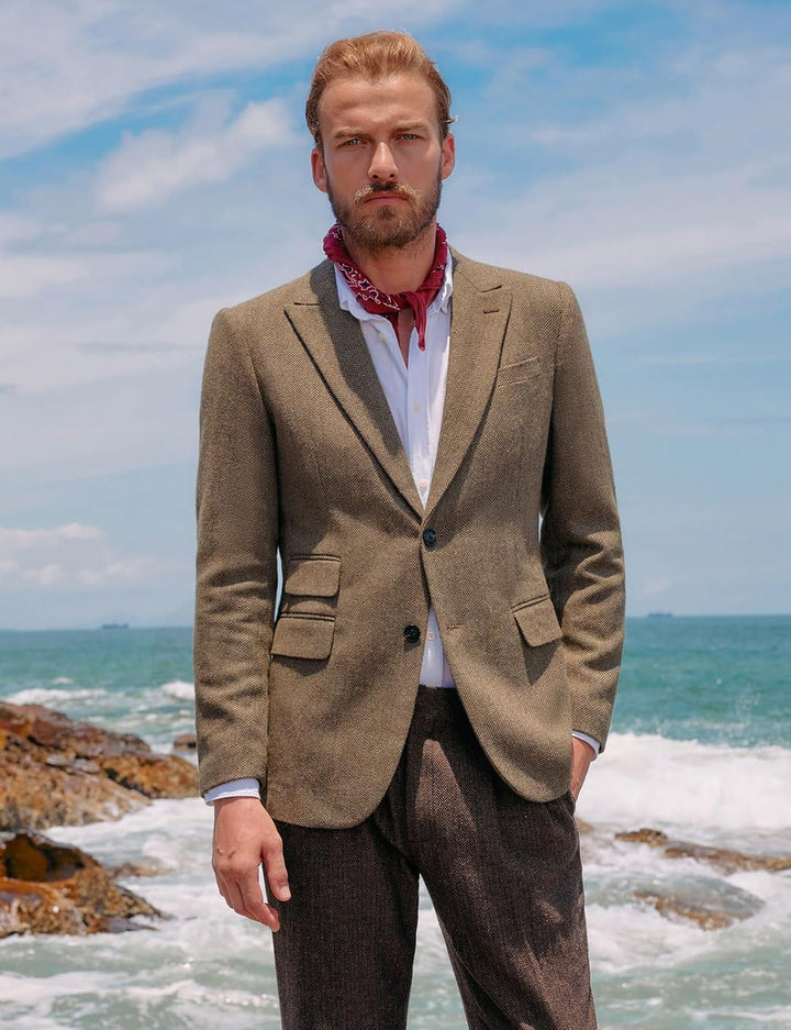 PJ Paul Jones Sakko Herren Vintage British Blazer 2 Knöpfe Tweed Jackett XXL Braun, XXL Braun