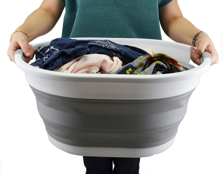 SAMMART Zusammenklappbarer Wäschekorb aus Kunststoff, 32 l, faltbarer Pop-Up-Aufbewahrungsbehälter/O