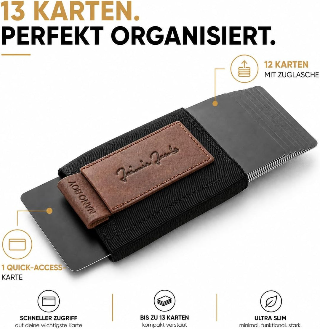 Jaimie Jacobs Nano Boy Mini Wallet, Mini Geldbörse aus Textil, Kleiner Geldbeutel, Slim Wallet mit Z