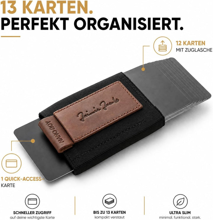 Jaimie Jacobs Nano Boy Mini Wallet, Mini Geldbörse aus Textil, Kleiner Geldbeutel, Slim Wallet mit Z