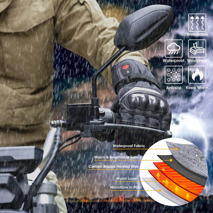 Sun Will Beheizte Motorrad Handschuhe Herren Damen, Winter wasserdichte Beheizbare Warme Handschuhe