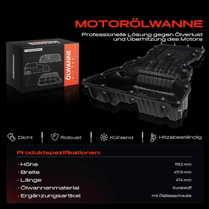 Frankberg Ölwanne mit Ölablassschraube für E-Klasse W212 E220 2.1L Diesel 2009-2016 A6510102913