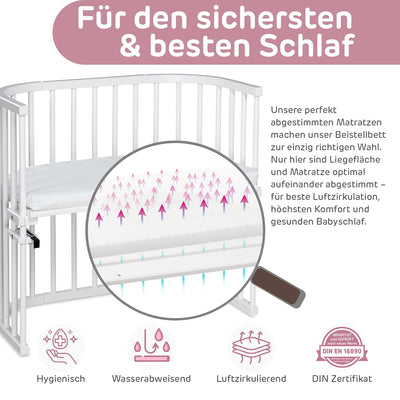 babybay Maxi mit Matratze Classic Soft extra grosses Beistellbett aus massivem Buchenholz / Kinderbe