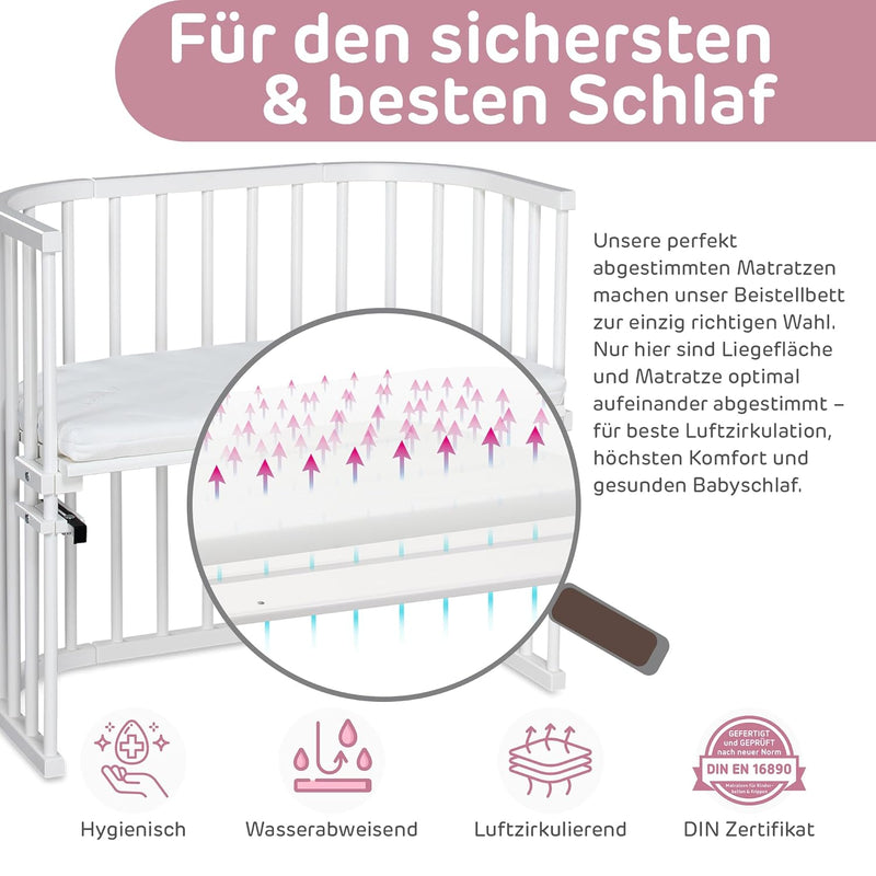 babybay Maxi mit Matratze Classic Soft extra grosses Beistellbett aus massivem Buchenholz / Kinderbe