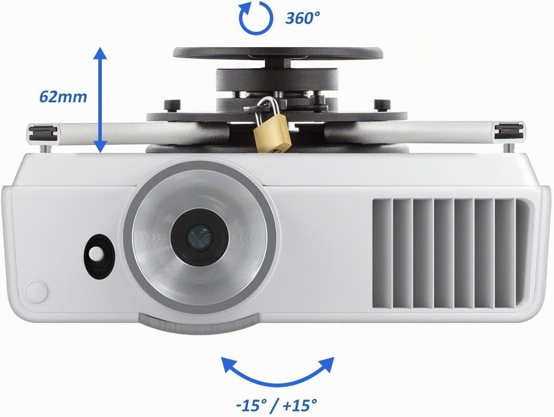 deleyCON Universal Beamer Projektor Deckenhalterung +-15° Neigbar - 360° Schwenkbar - bis 20Kg - Dec