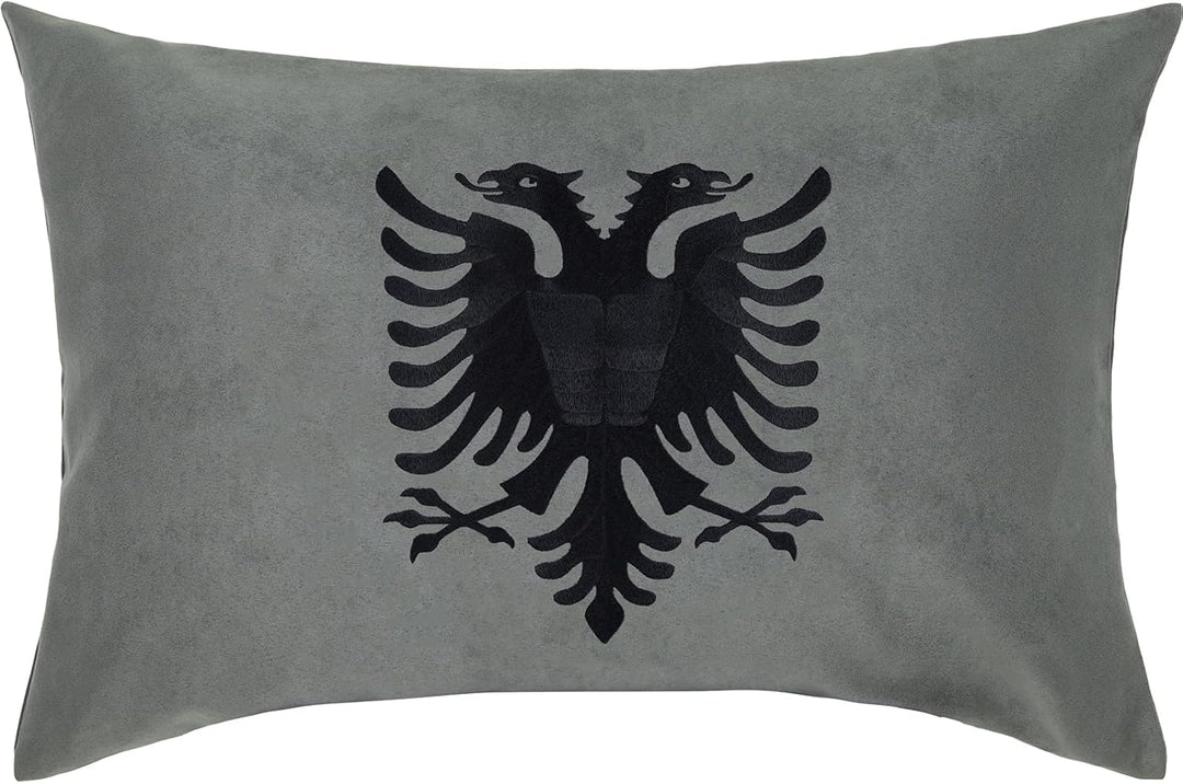 EXPRESS-STICKEREI Premium Kissen mit Füllung Albanien Wappen Fahne Albania Flagge Dekokissen Zierkis
