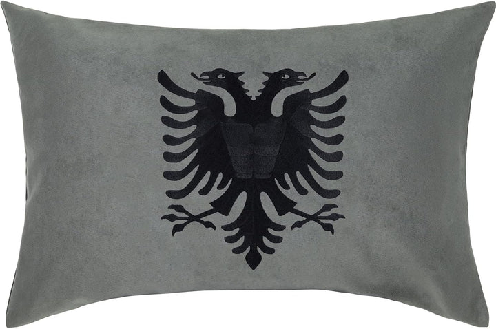 EXPRESS-STICKEREI Premium Kissen mit Füllung Albanien Wappen Fahne Albania Flagge Dekokissen Zierkis