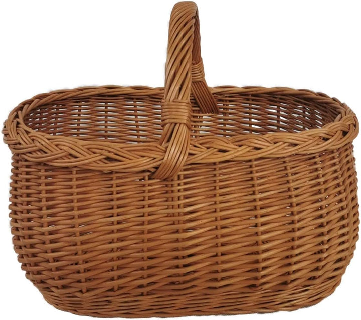 Einkaufskorb aus Weide Pilzkorb Oval Braun 46x32x35 cm