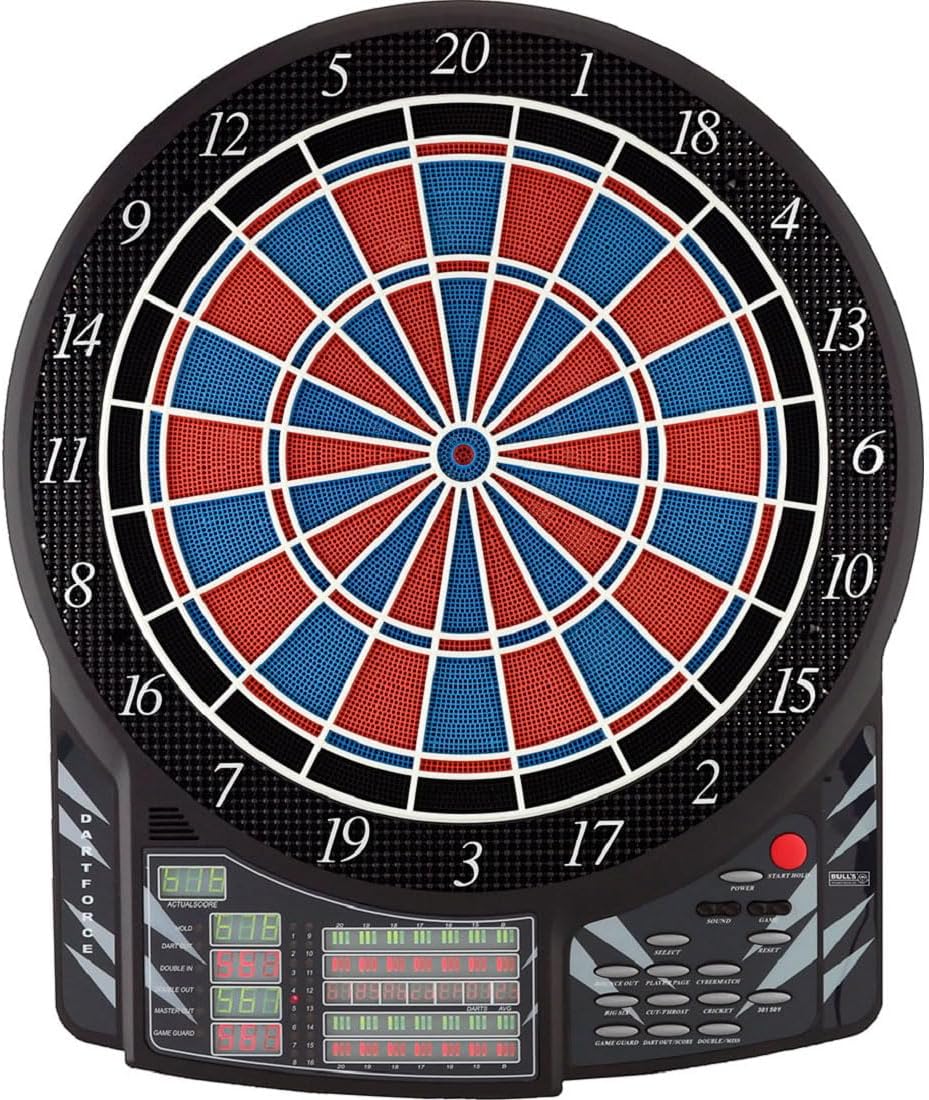 Bull's Dartforce Elektronik Dartboard/Dartscheibe/Dartautomat, Russ Bray Sound, inkl. 12 Darts