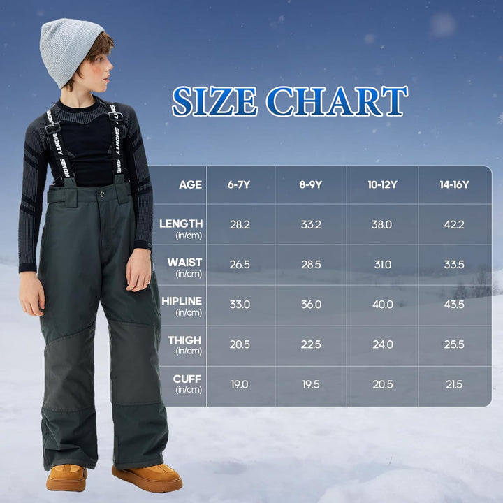 SMONTY Skihose für Kinder Mädchen Winter Wasserdicht Winddicht Warme Snowboard-Rückenhose Standard 1