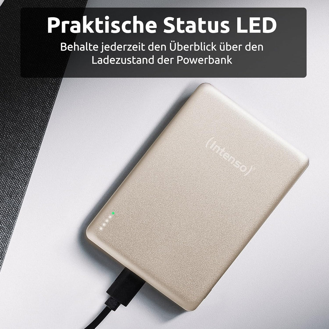 Intenso MW5000 Magnetische Powerbank 5000 mAh – MagSafe kompatibel, Wireless Charging 15W, USB-C PD