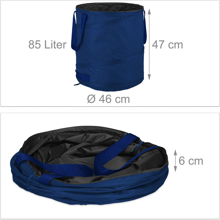 Relaxdays Laubsack, selbstaufstellend, 3er Set, 85 L, Pop Up Gartensack, mit 3 Griffen, UV-beständig