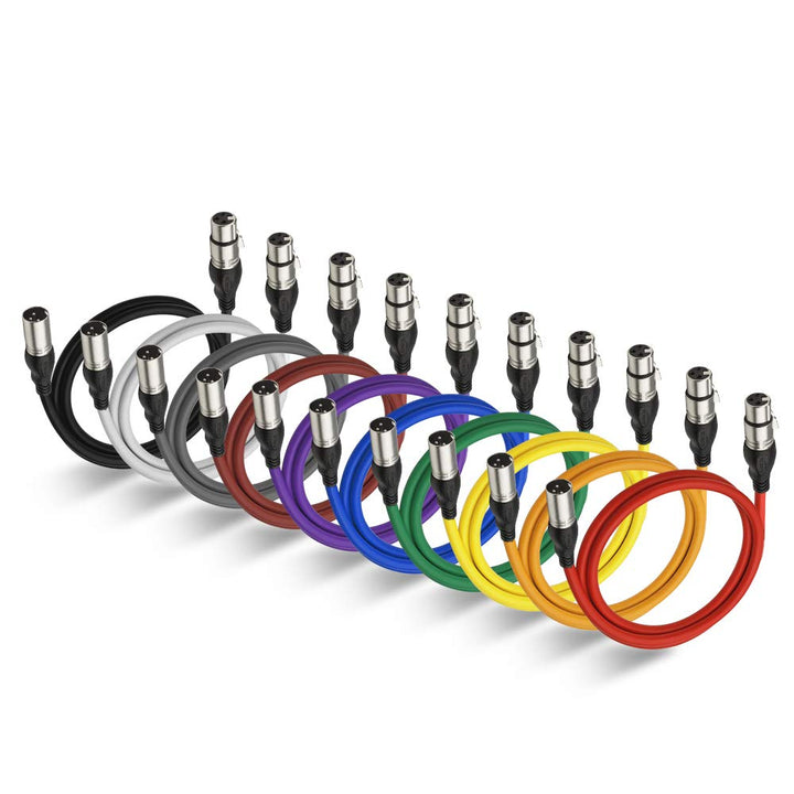 NUOSIYA XLR Kabel 1m 10 Farben XLR Mikrofon Splitterkabel Adapter, 3-Pin XLR Stecker auf Buchse Mikr