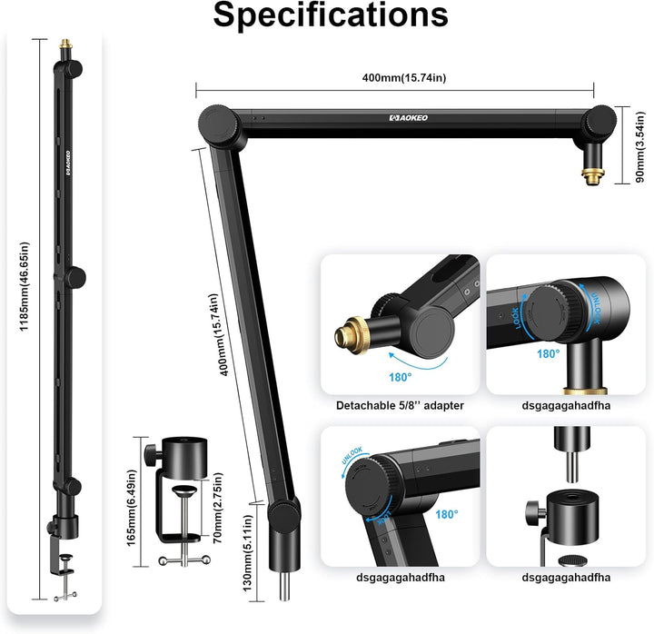 Mikrofon Arm,Aokeo AK-48 Mikrofon Ständer Arm für Shure SM7B,Blue Yeti,Blue Snowball,HyperX QuadCast
