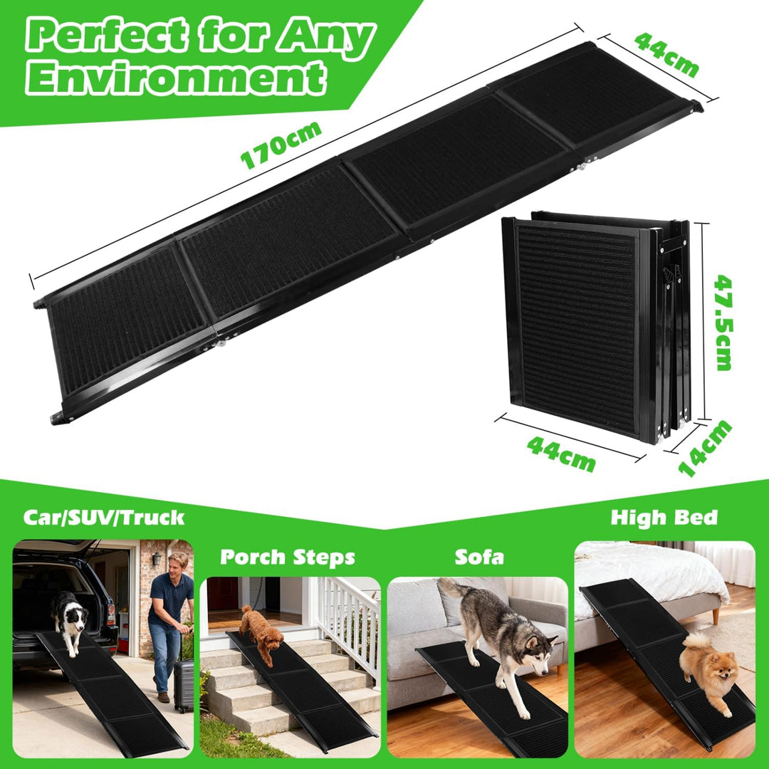 Nobleza - Hunderampe Auto klappbar 170cm, Klappbare Hunderampe mit Anti-Rutsch-Oberfläche, Hunderamp