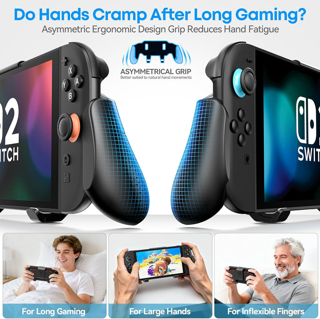 OIVO Switch 2 Grip Case mit verstellbarem Ständer, Ergonomischer Switch 2 Griff kompatibel mit Ninte