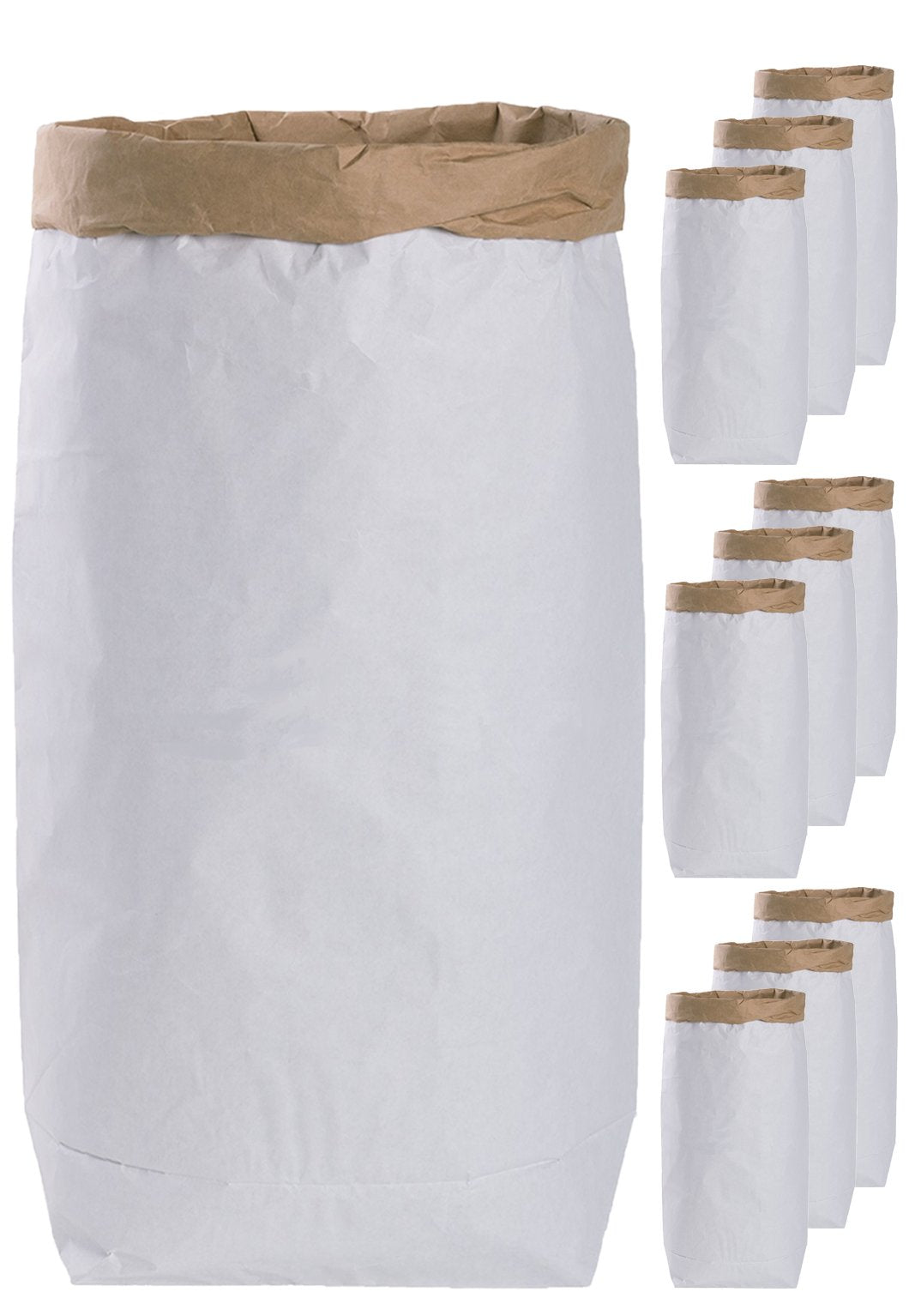 Lifestyle Lover 10er DIY Papiersack Paper Bag rund aus Kraftpapier Braun Weiss 'Blanko', 10