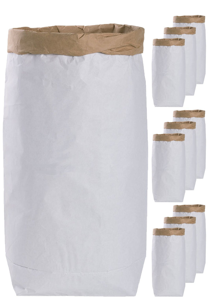 Lifestyle Lover 10er DIY Papiersack Paper Bag rund aus Kraftpapier Braun Weiss 'Blanko', 10