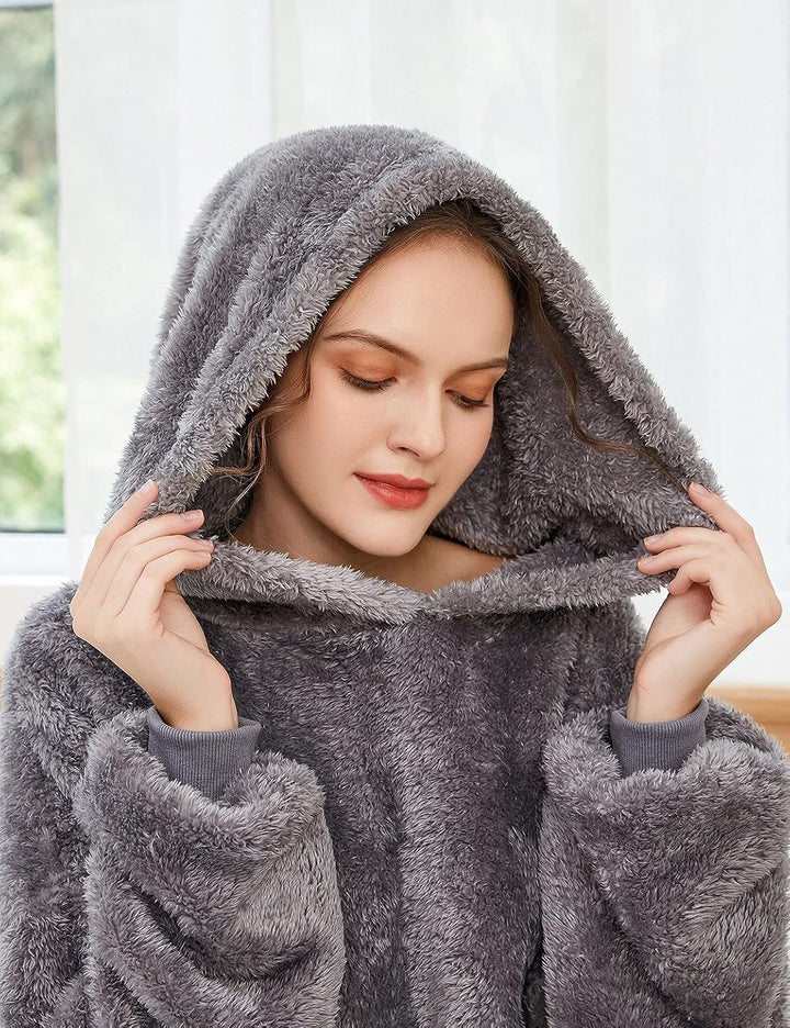 Tuopuda Übergrosse Hoodie Sweatshirt Damen Herren Decke Sweatshirt Pullover mit Kapuze Langarm Kapuz