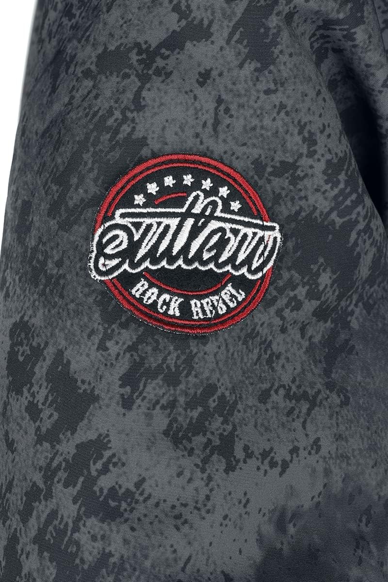 Rock Rebel by EMP Herren schwarze Winterjacke mit Prints und Patch S Schwarz, S Schwarz