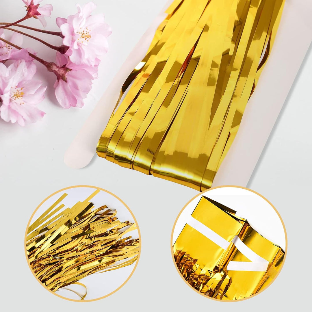 20 Stück Golden Lametta Vorhänge 1 x 2.5M Tinsel Curtain Folien Fransen Metallic Lametta Vorhange Go