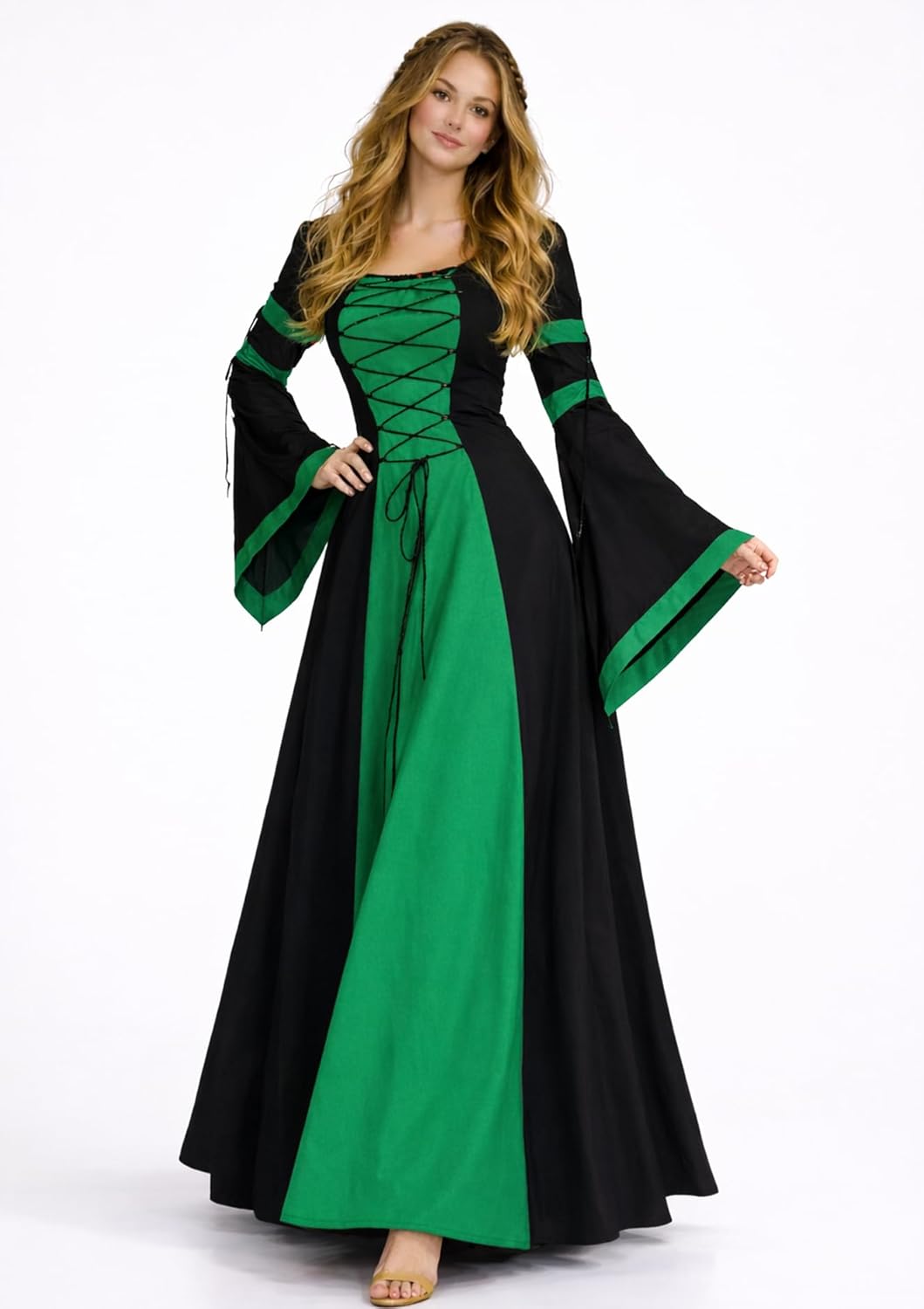 MAYLYNN Mittelalter Kleid Gewand Keyla grün- LARP, Grösse:L L Grün, L Grün