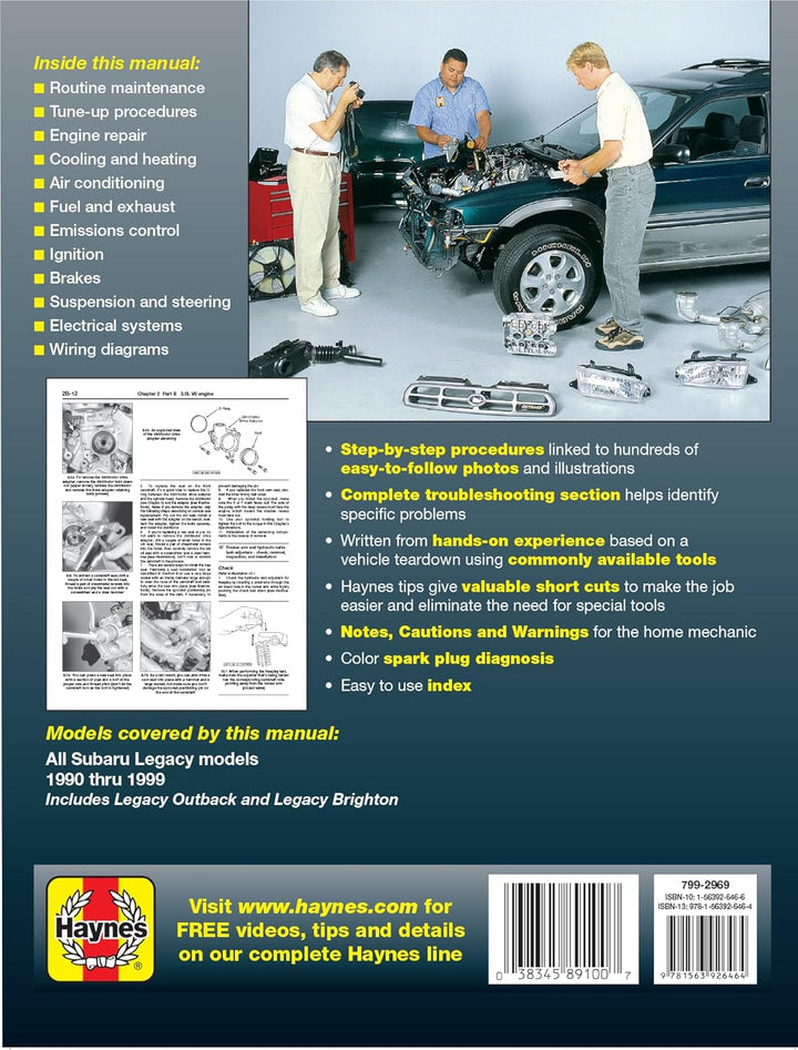 Subaru Legacy 1990 thru 1999: Includes Legacy Outback & Legacy Brighton (Hayne's Automotive Repair M