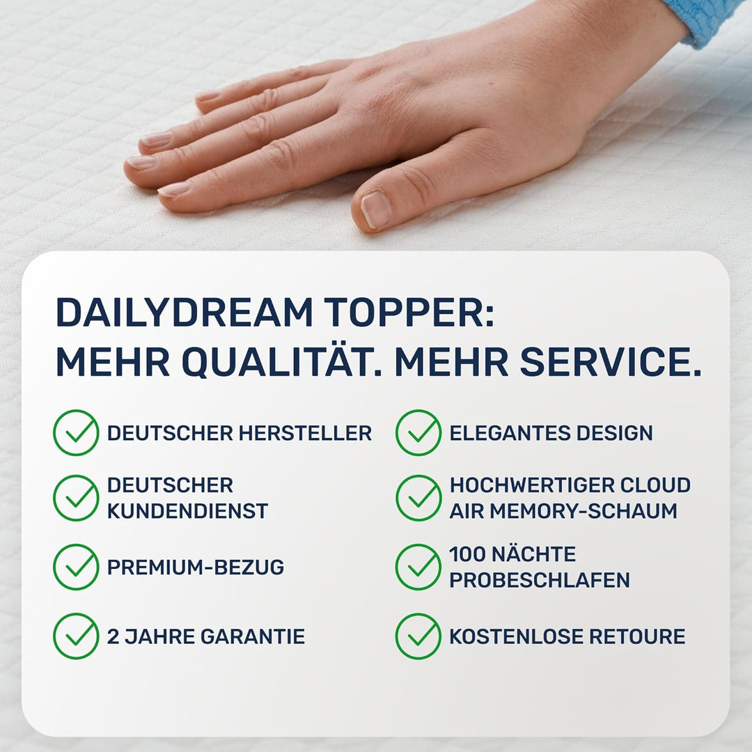 Dailydream viscoelastischer Matratzentopper “Model M“ mit Memory Foam Effekt, 140x200x5cm, Edition S