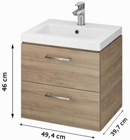 VBChome Waschtischunterschrank 50 cm Badmöbel Waschbecken mit Unterschrank 2 Schubladen Nussbaum, 50