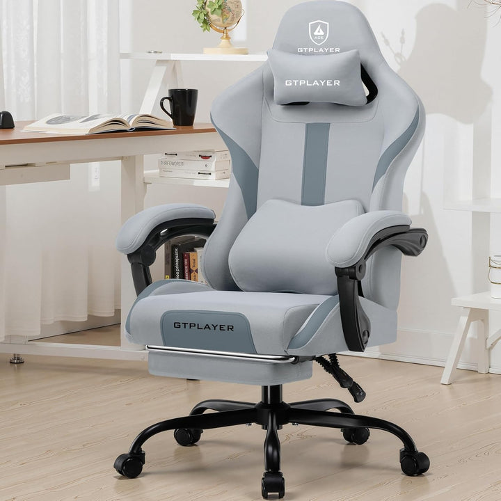 GTPLAYER Gaming Stuhl Bürostuhl Ergonomisch Gaming Sessel mit Kopfstütze und Cloud-Lendenkissen, Gep
