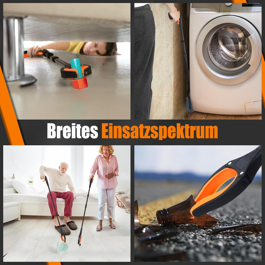 2 Stück Müllzange Greifzange 100 cm, 80 cm - Faltbare Müllgreifer - Drehbar Greifzange für Senioren
