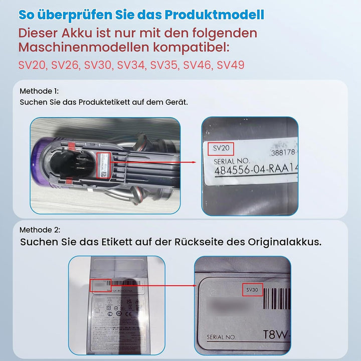 Click-In-Typ 3900mAh V12 Akku für Dyson, ASUNCELL 25,2V Ersatzakku für V12 Detect, V12 Detect Absolu